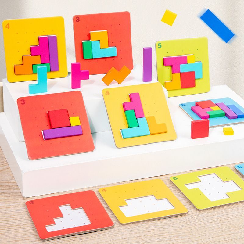 対戦型スピードパズル 木製ブロック 2人用 親子ボードゲーム 集中力・思考力トレ…